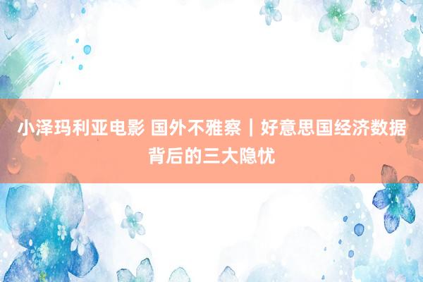 小泽玛利亚电影 国外不雅察｜好意思国经济数据背后的三大隐忧