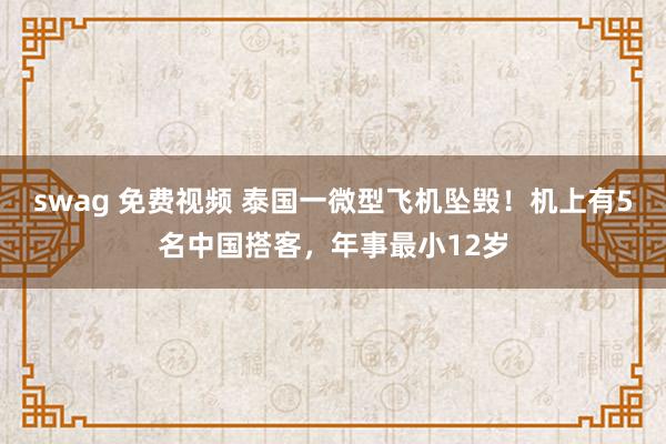 swag 免费视频 泰国一微型飞机坠毁！机上有5名中国搭客，年事最小12岁